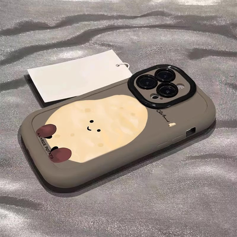 一个大土豆适用17苹果16promax手机壳iPhone15plus、13保护套xs、14 奶茶色一个大土豆 颜色款式图 8