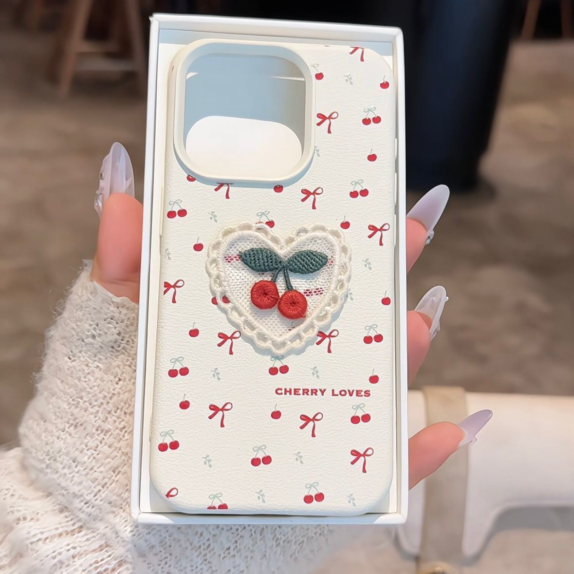 ins韩风刺绣樱桃适用iPhone17promax苹果14手机壳13皮纹12女16 商品主图