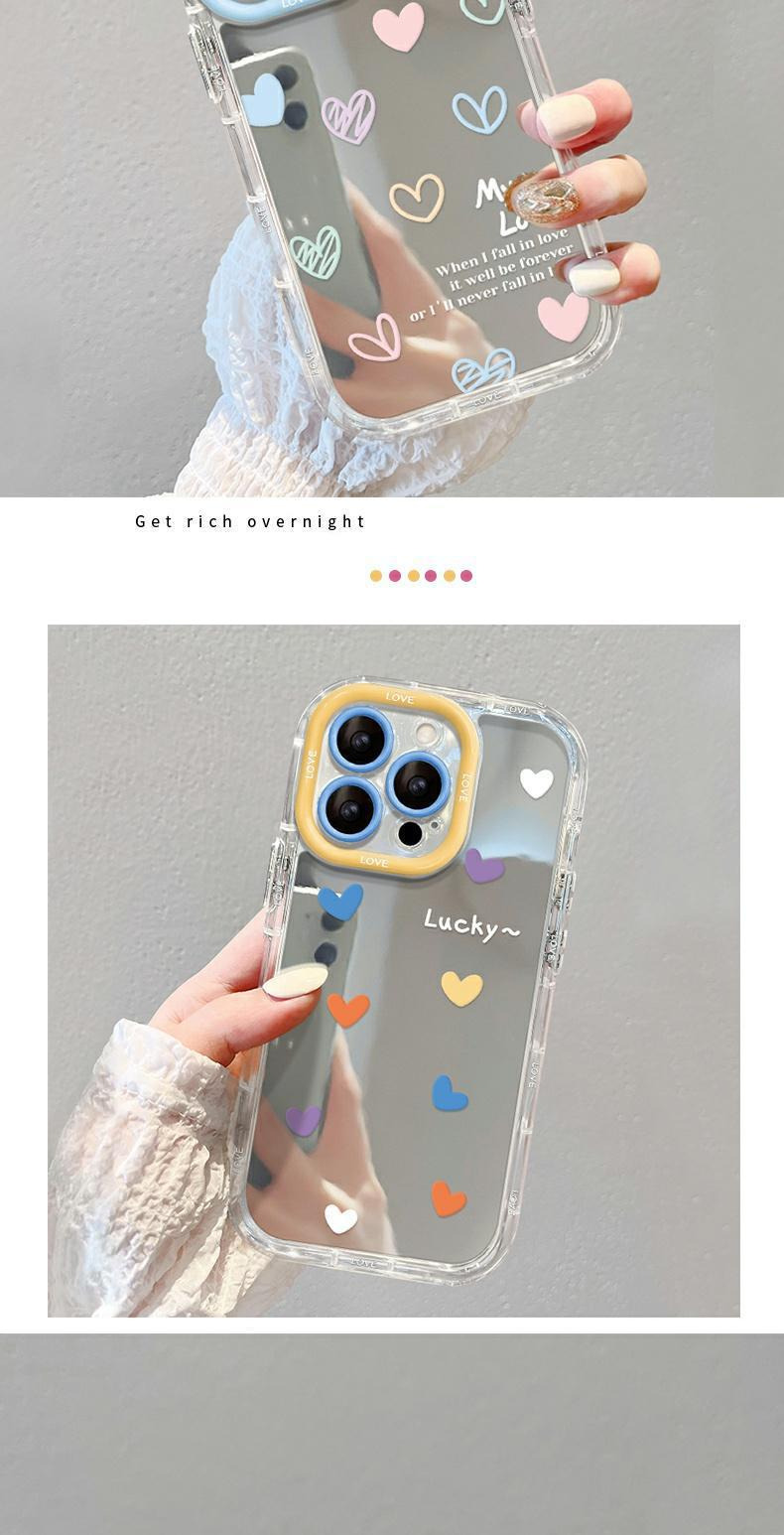 适用苹果17手机壳iphone14涂鸦彩色爱心13镜面12pro透明软边xs、xr 商品详情图 6