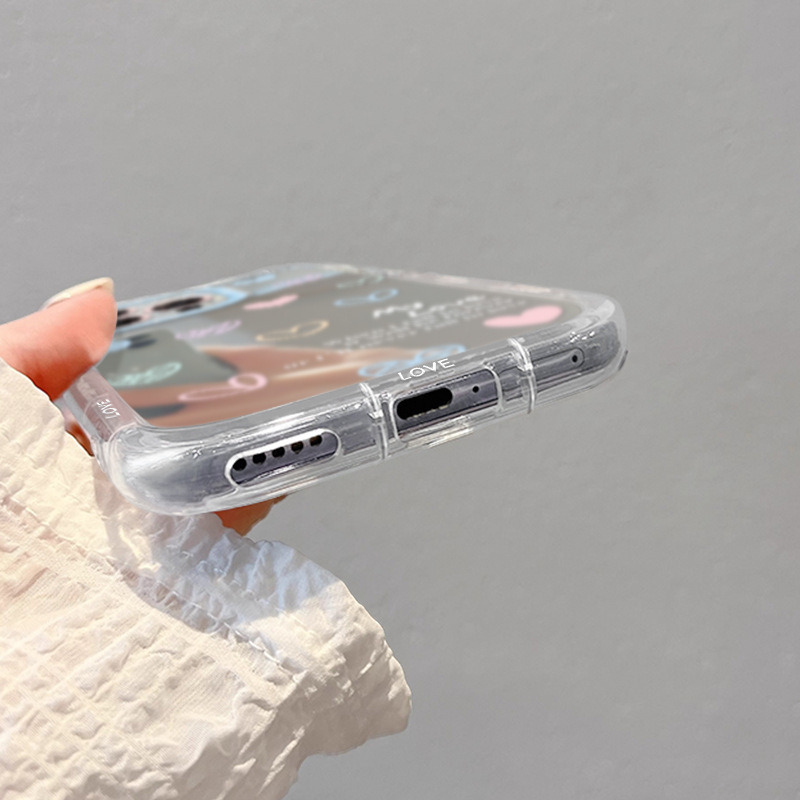适用苹果17手机壳iphone14涂鸦彩色爱心13镜面12pro透明软边xs、xr 商品主图
