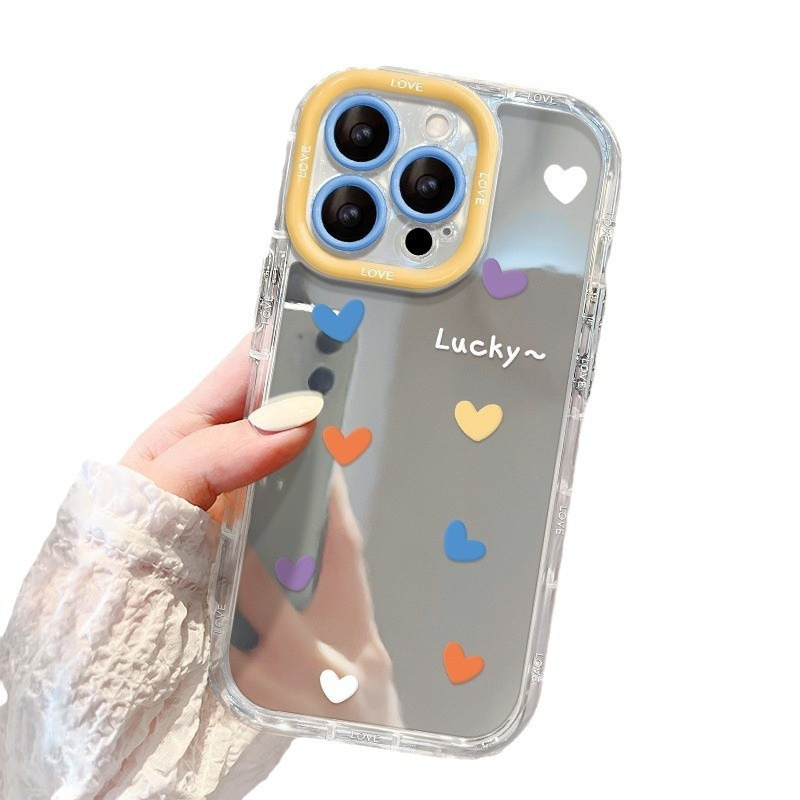 适用苹果17手机壳iphone14涂鸦彩色爱心13镜面12pro透明软边xs、xr 商品主图