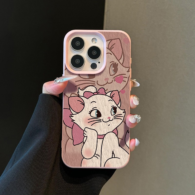 情侣汤姆玛丽适用iPhone17手机壳皮纹软壳苹果14promax、13可爱12 皮纹壳-粉色-粉玛丽猫 颜色款式图 5