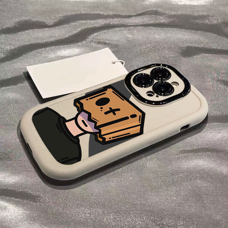 适用苹果17promax手机壳新款iphone14高级感13硅胶12纸箱男孩16 泡芙壳-白色-纸箱男孩 颜色款式图 3
