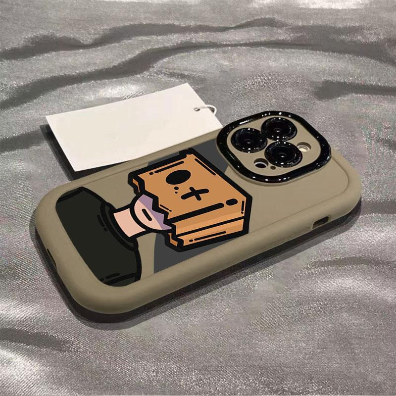 适用苹果17promax手机壳新款iphone14高级感13硅胶12纸箱男孩16 泡芙壳-茶色-纸箱男孩 颜色款式图 6