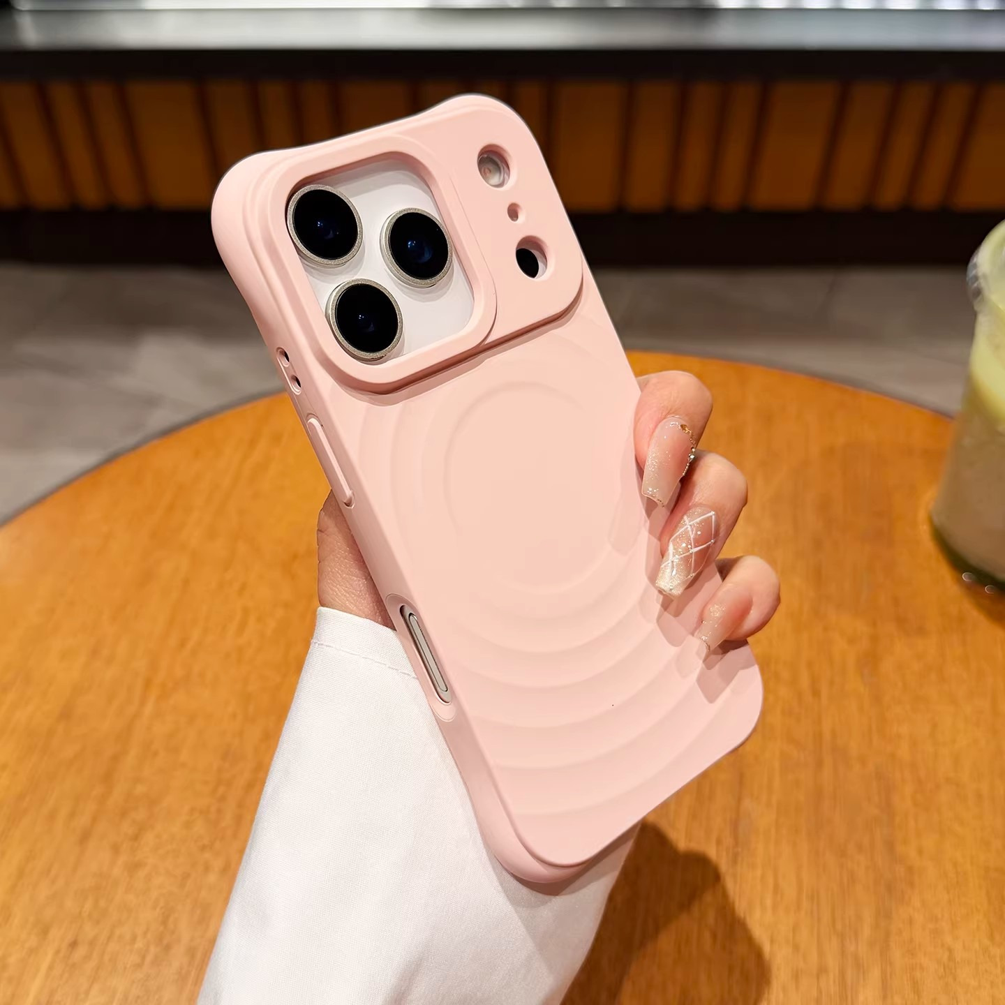 适用苹果17全包手机壳新款硅胶iPhone16pro波漾磁吸17Air简约in 液态大波漾-【樱花粉】波漾磁吸★四角防摔 颜色款式图 2