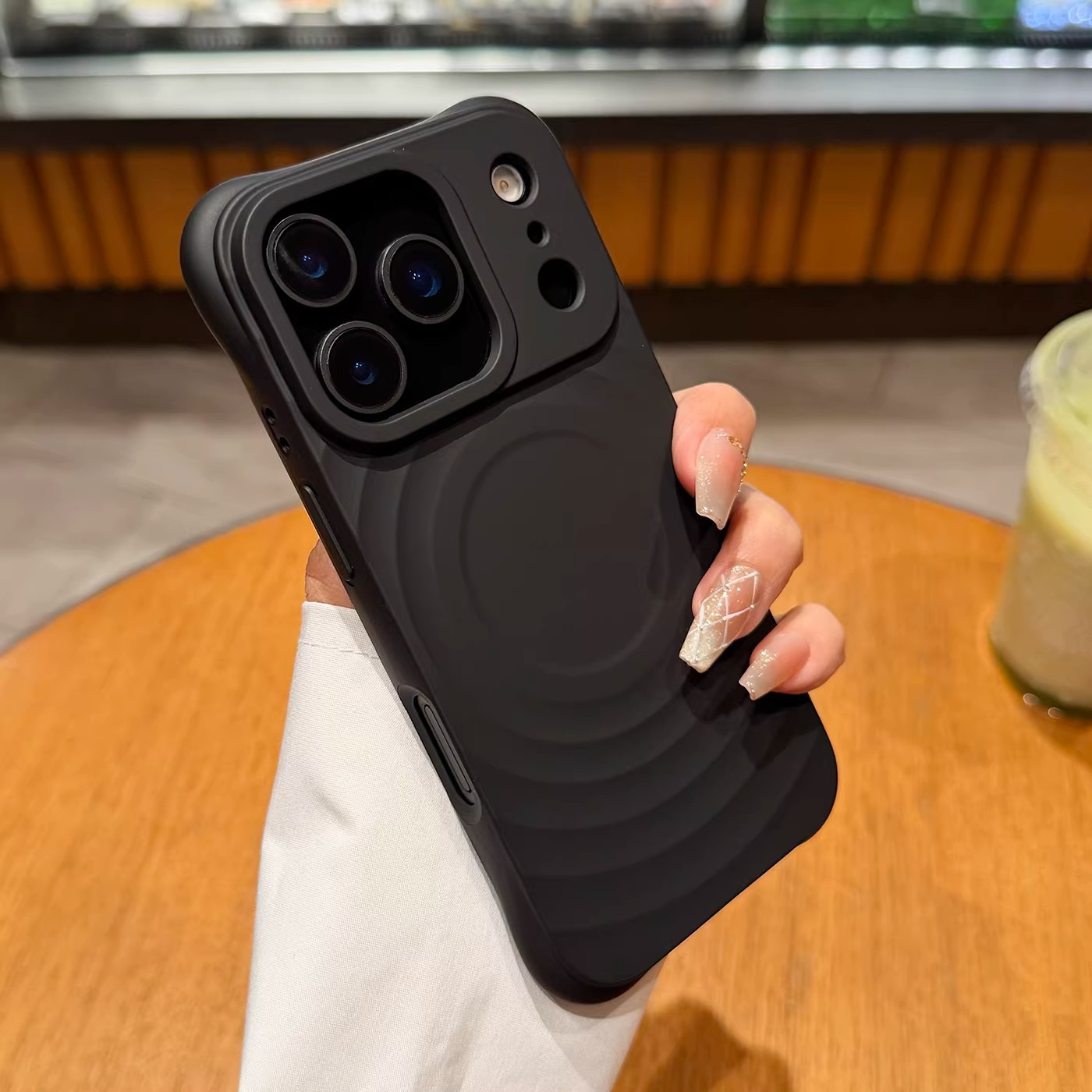 适用苹果17全包手机壳新款硅胶iPhone16pro波漾磁吸17Air简约in 液态大波漾-【深空黑】波漾磁吸★四角防摔 颜色款式图 6
