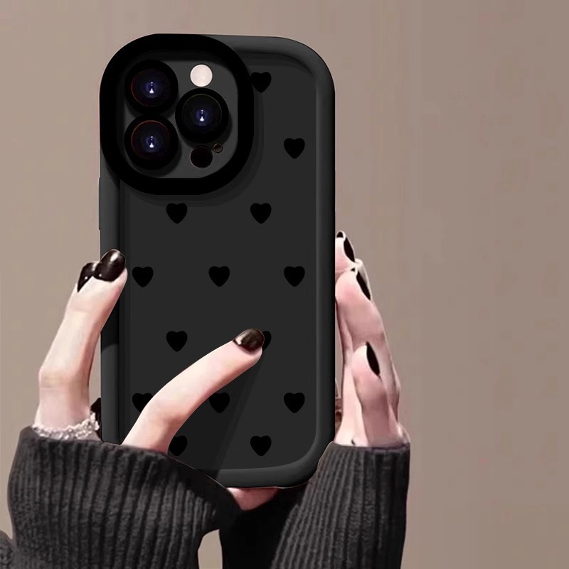 满屏黑色爱心适用苹果17手机16彩绘iPhone14promax硅胶泡芙15、13 商品详情图 5