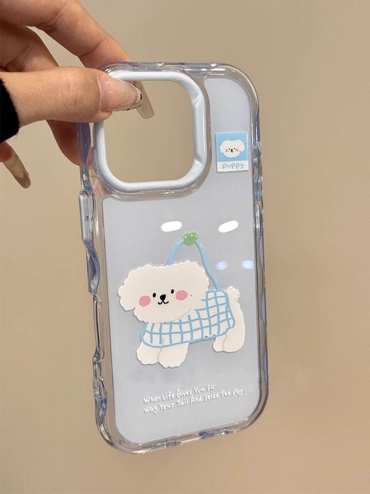 卡通网格袋子小狗适用iPhone17promax苹果15pro手机壳14pro新款13 商品详情图 3