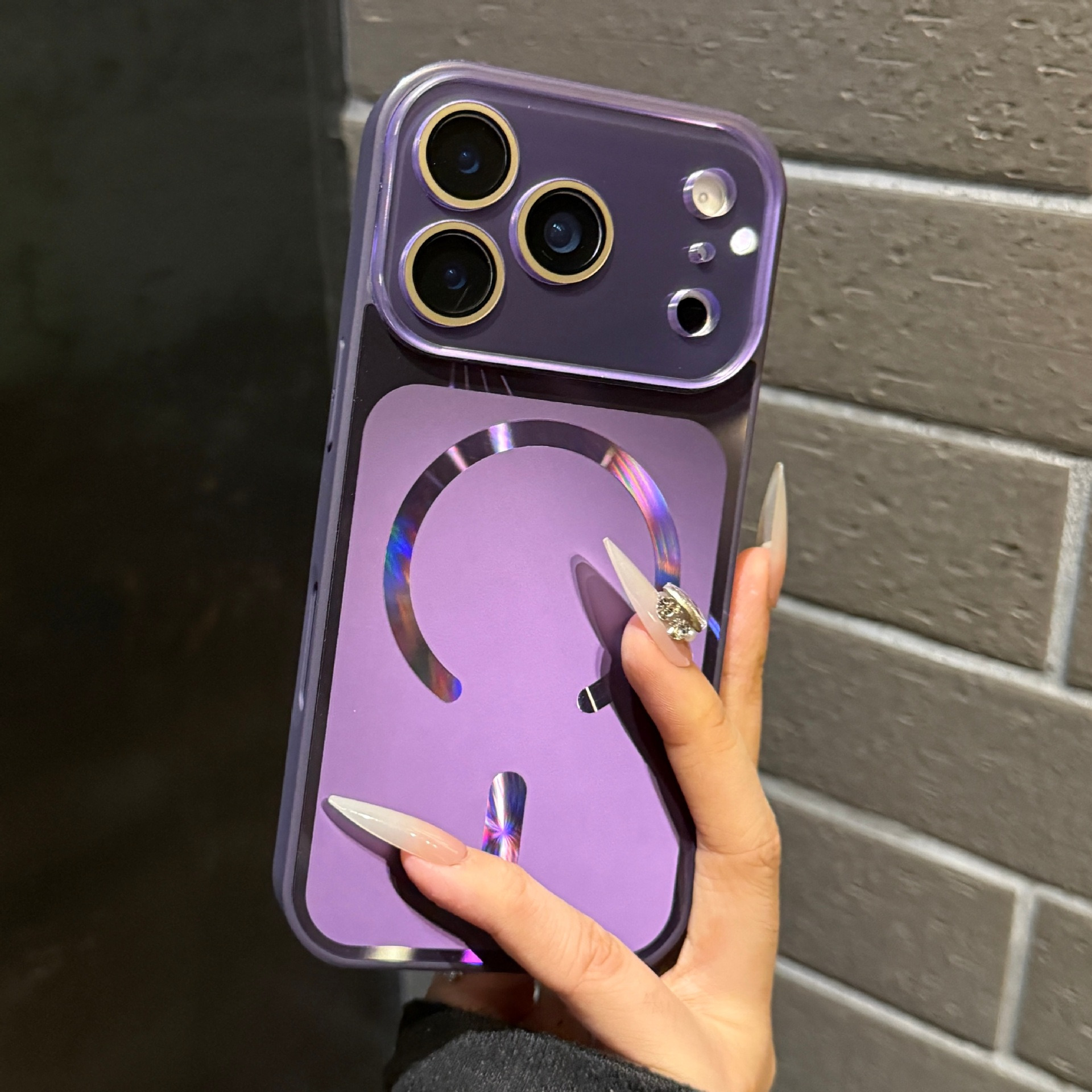 适用苹果17promax手机壳新款iphone16pro星宇橙15p磨砂磁吸14大视 流光秒变磁吸壳-紫色 颜色款式图 7