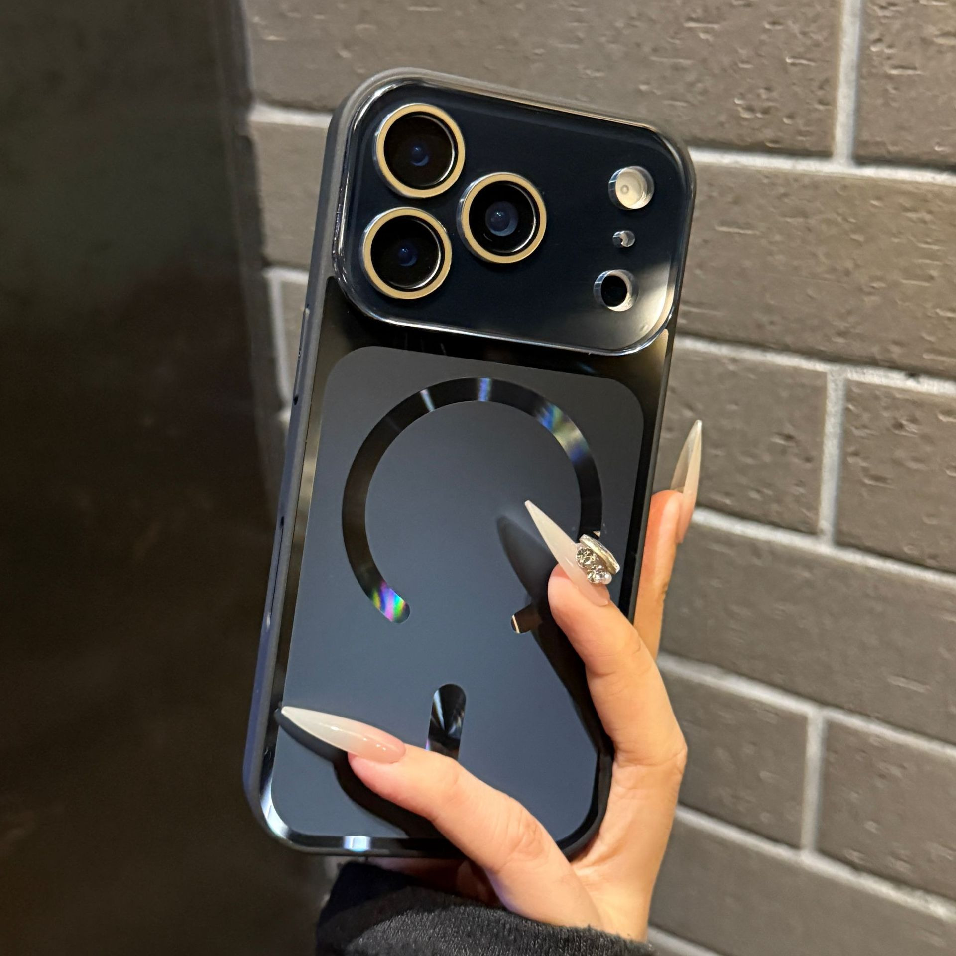 适用苹果17promax手机壳新款iphone16pro星宇橙15p磨砂磁吸14大视 流光秒变磁吸壳-黑色 颜色款式图 11
