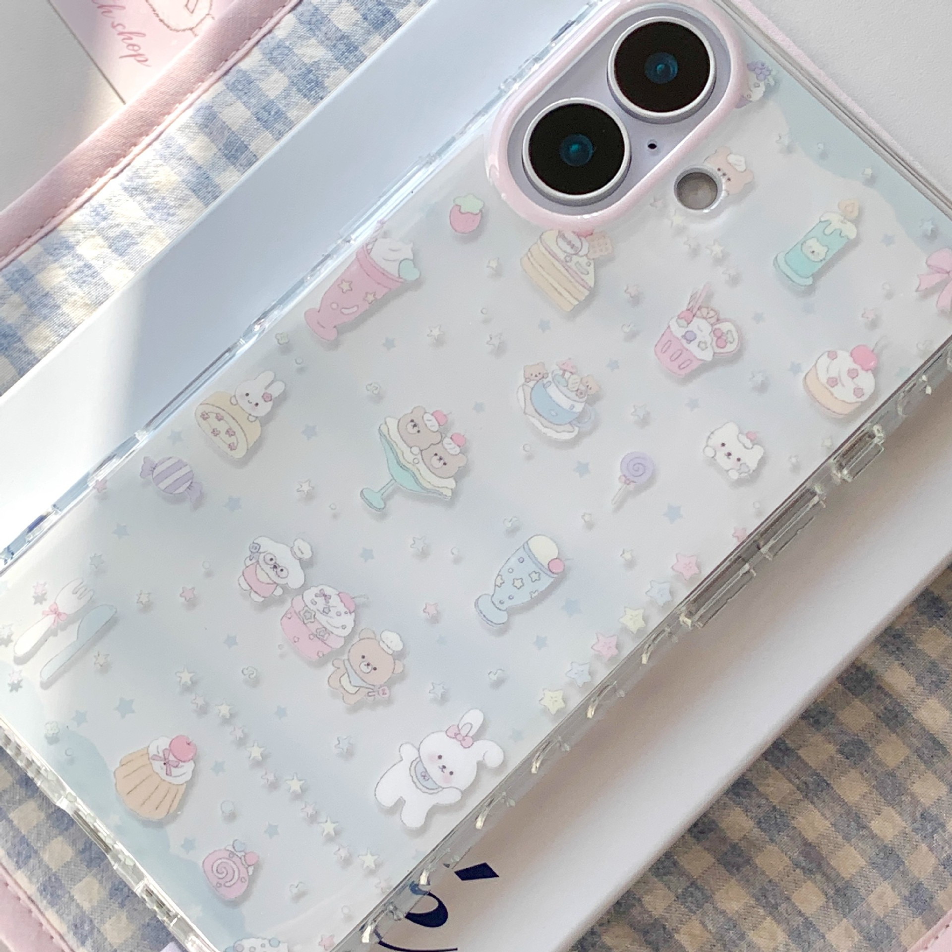 苹果17promax卡通闪粉13pro甜品kt猫iPhone15、16pro手机壳适用链 商品主图