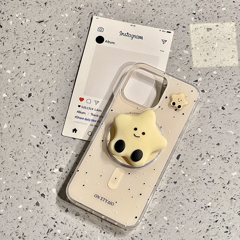 idm大孔磁吸支架适用iPhone17promax苹果15手机壳13、78plus、11 大孔IMD磁吸-泼墨星星+星星支架 颜色款式图 6
