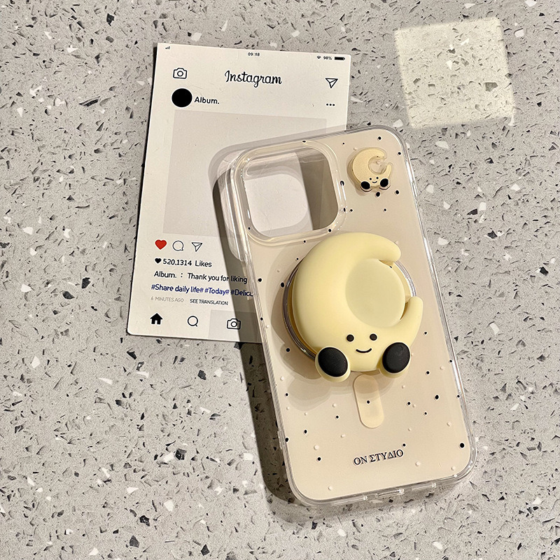 idm大孔磁吸支架适用iPhone17promax苹果15手机壳13、78plus、11 大孔IMD磁吸-泼墨月亮+月亮支架 颜色款式图 7