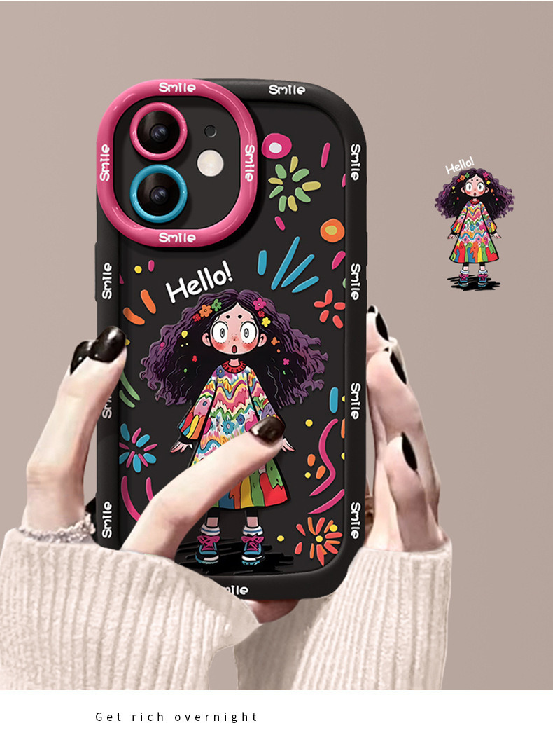 适用于苹果17手机壳17promax卷发iPhone14涂鸦女孩13炸毛1小众15 商品详情图 8