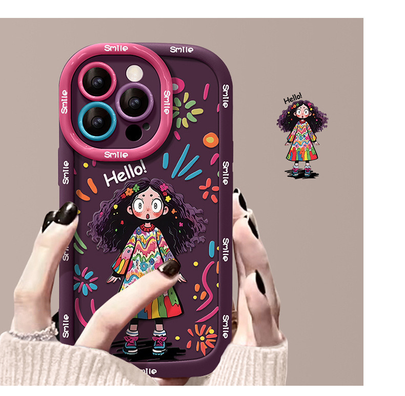 适用于苹果17手机壳17promax卷发iPhone14涂鸦女孩13炸毛1小众15 商品详情图 11
