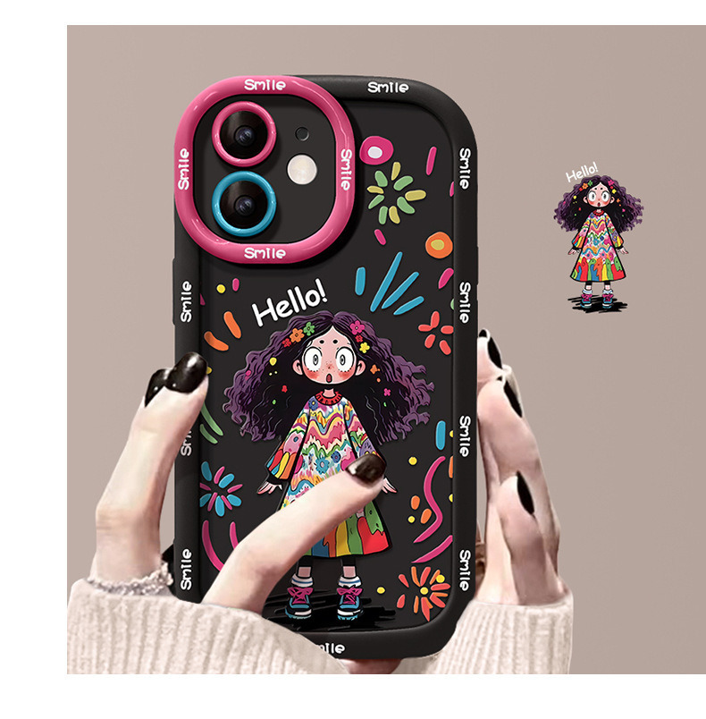 适用于苹果17手机壳17promax卷发iPhone14涂鸦女孩13炸毛1小众15 商品详情图 12