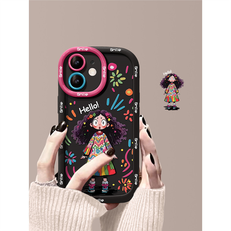 适用于苹果17手机壳17promax卷发iPhone14涂鸦女孩13炸毛1小众15 商品主图 3