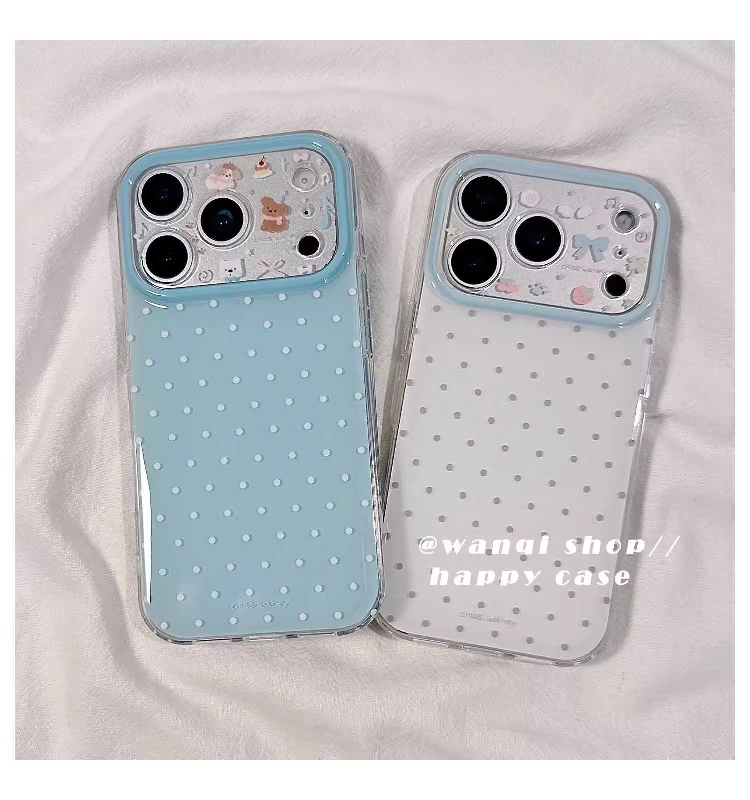 小众高级蓝白波点适用苹果16PROMAX手机壳iphone17、16双层13波点 商品详情图 1