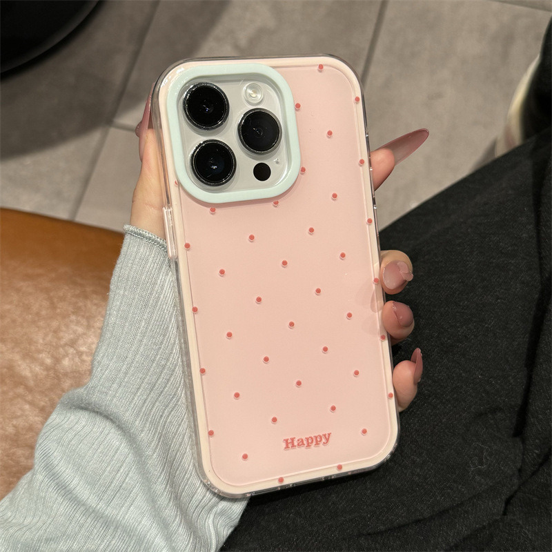 情侣ins多巴胺果冻适用苹果17promax手机壳iPhone15pro防摔14纯色 大孔IMD-多巴胺少女粉波点 颜色款式图 7