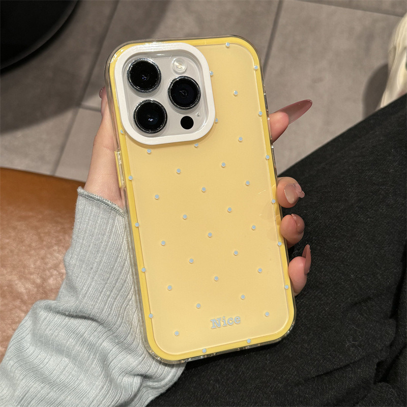 情侣ins多巴胺果冻适用苹果17promax手机壳iPhone15pro防摔14纯色 大孔IMD-多巴胺奶黄色波点 颜色款式图 8