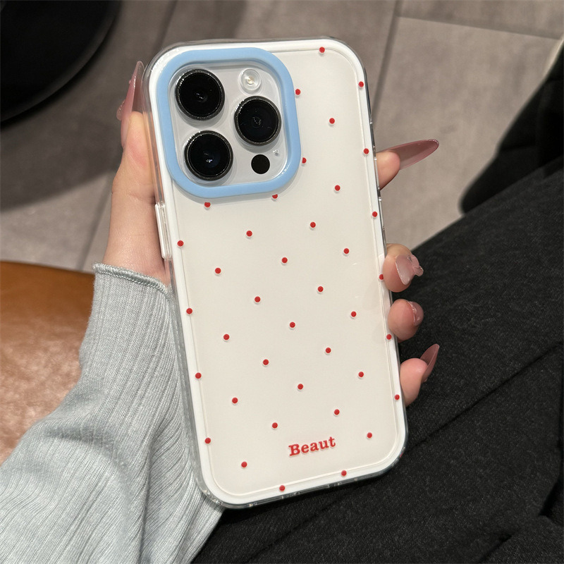 情侣ins多巴胺果冻适用苹果17promax手机壳iPhone15pro防摔14纯色 大孔IMD-多巴胺奶白色波点 颜色款式图 10