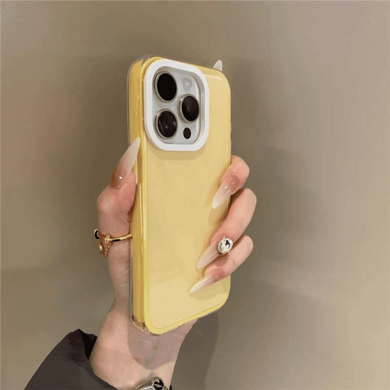 情侣ins多巴胺果冻适用苹果17promax手机壳iPhone15pro防摔14纯色 大孔IMD-多巴胺奶黄色 颜色款式图 13