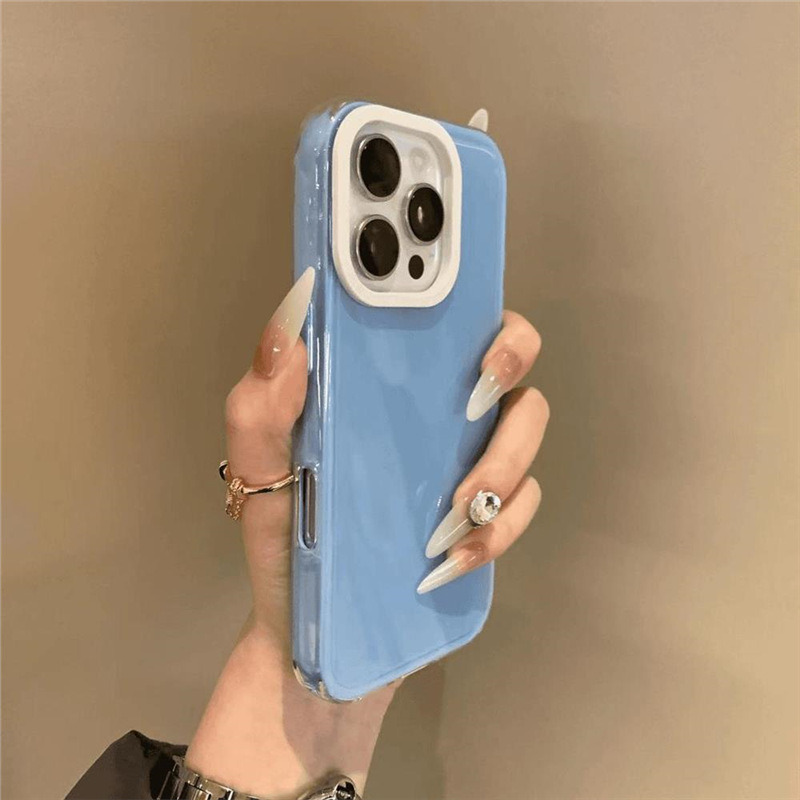情侣ins多巴胺果冻适用苹果17promax手机壳iPhone15pro防摔14纯色 大孔IMD-多巴胺蔚蓝色 颜色款式图 14
