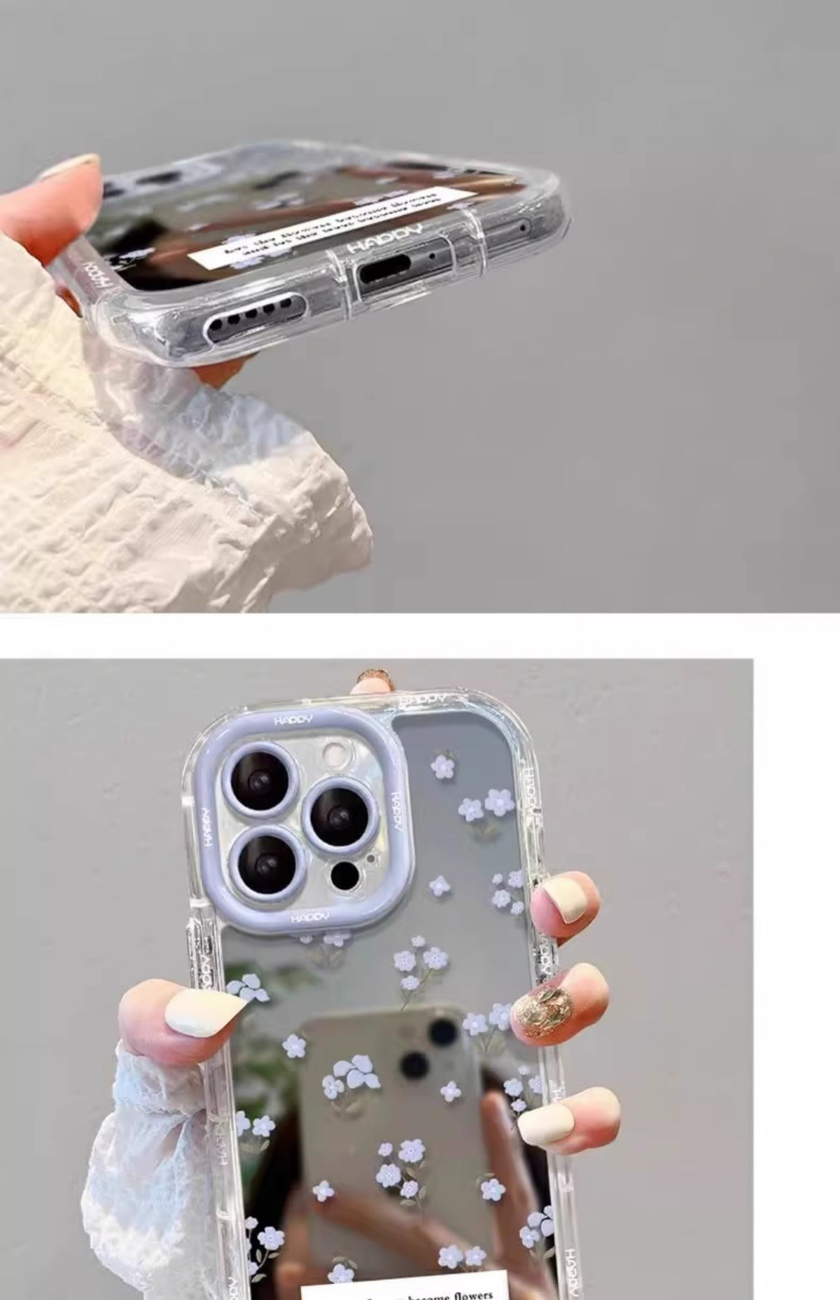 ins风紫色小碎花适用于苹果17promax手机壳iPhone14plus镜面16、13 商品详情图 11