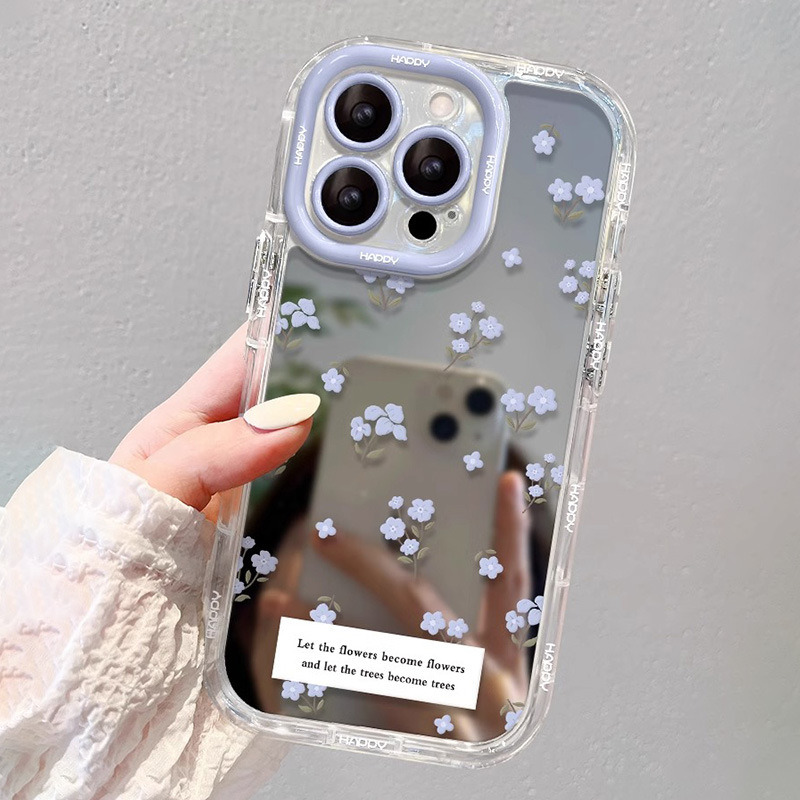 ins风紫色小碎花适用于苹果17promax手机壳iPhone14plus镜面16、13 商品主图