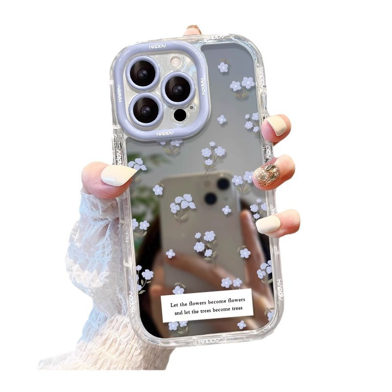 ins风紫色小碎花适用于苹果17promax手机壳iPhone14plus镜面16、13 商品主图