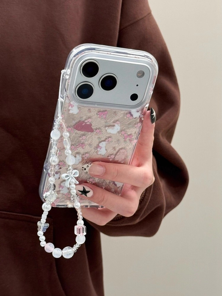 卡通锡纸纹小兔子小花适用iPhone17promax苹果16手机壳15新款14女 商品详情图 1