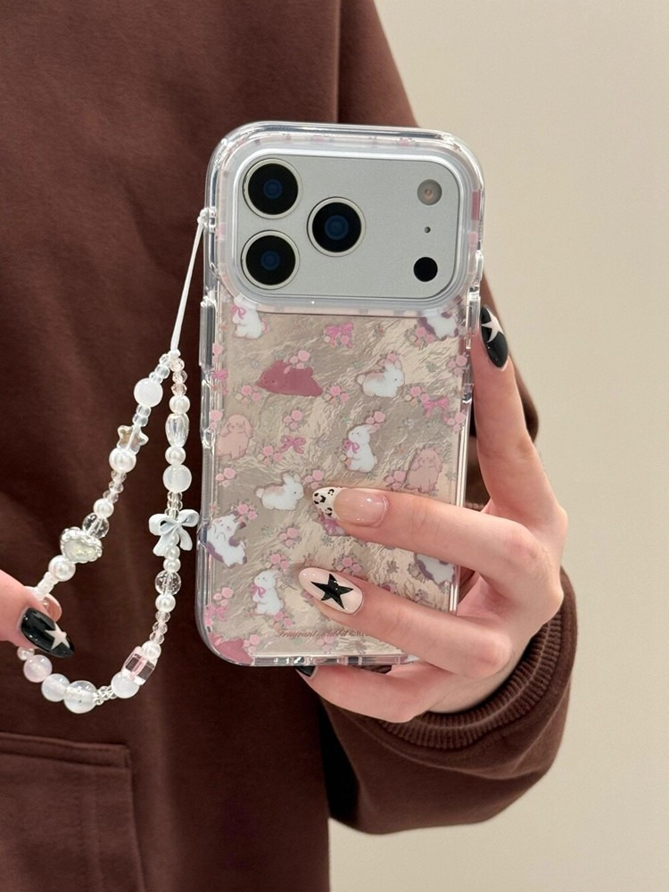 卡通锡纸纹小兔子小花适用iPhone17promax苹果16手机壳15新款14女 商品详情图 4