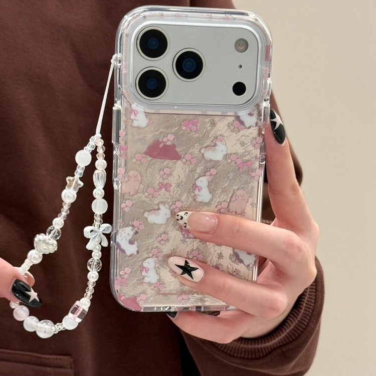 卡通锡纸纹小兔子小花适用iPhone17promax苹果16手机壳15新款14女 商品主图