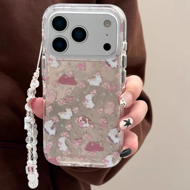 卡通锡纸纹小兔子小花适用iPhone17promax苹果16手机壳15新款14女 商品主图