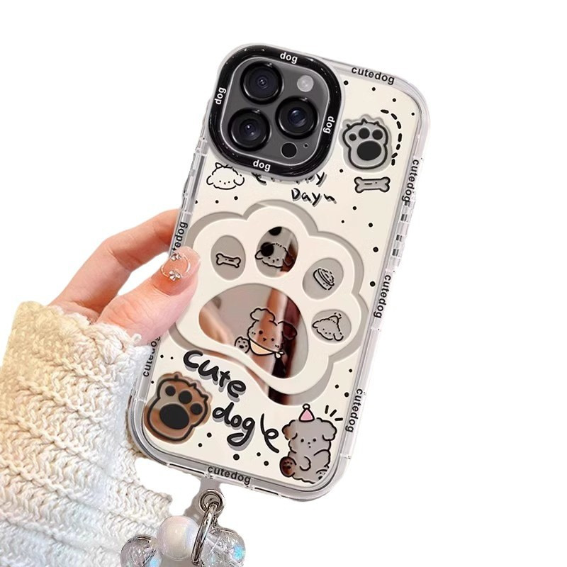 呆萌狗爪印适用苹果17promax手机壳iphone15pro卡通奶油镜面14、13 商品主图