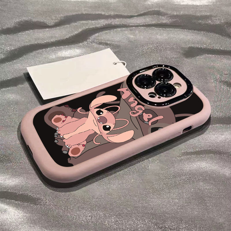 卡通史迪仔适用于苹果17promax手机壳iPhone15全包14、13情侣硅胶 泡芙壳浅粉色-粉史迪仔 颜色款式图 6