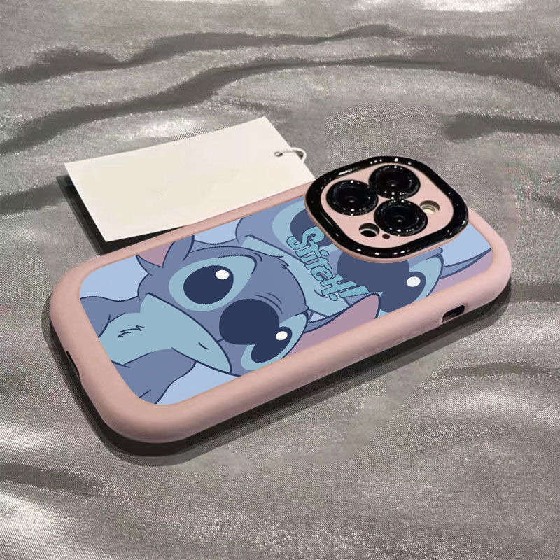 卡通史迪仔适用于苹果17promax手机壳iPhone15全包14、13情侣硅胶 泡芙壳浅粉色-蓝史迪奇 颜色款式图 11