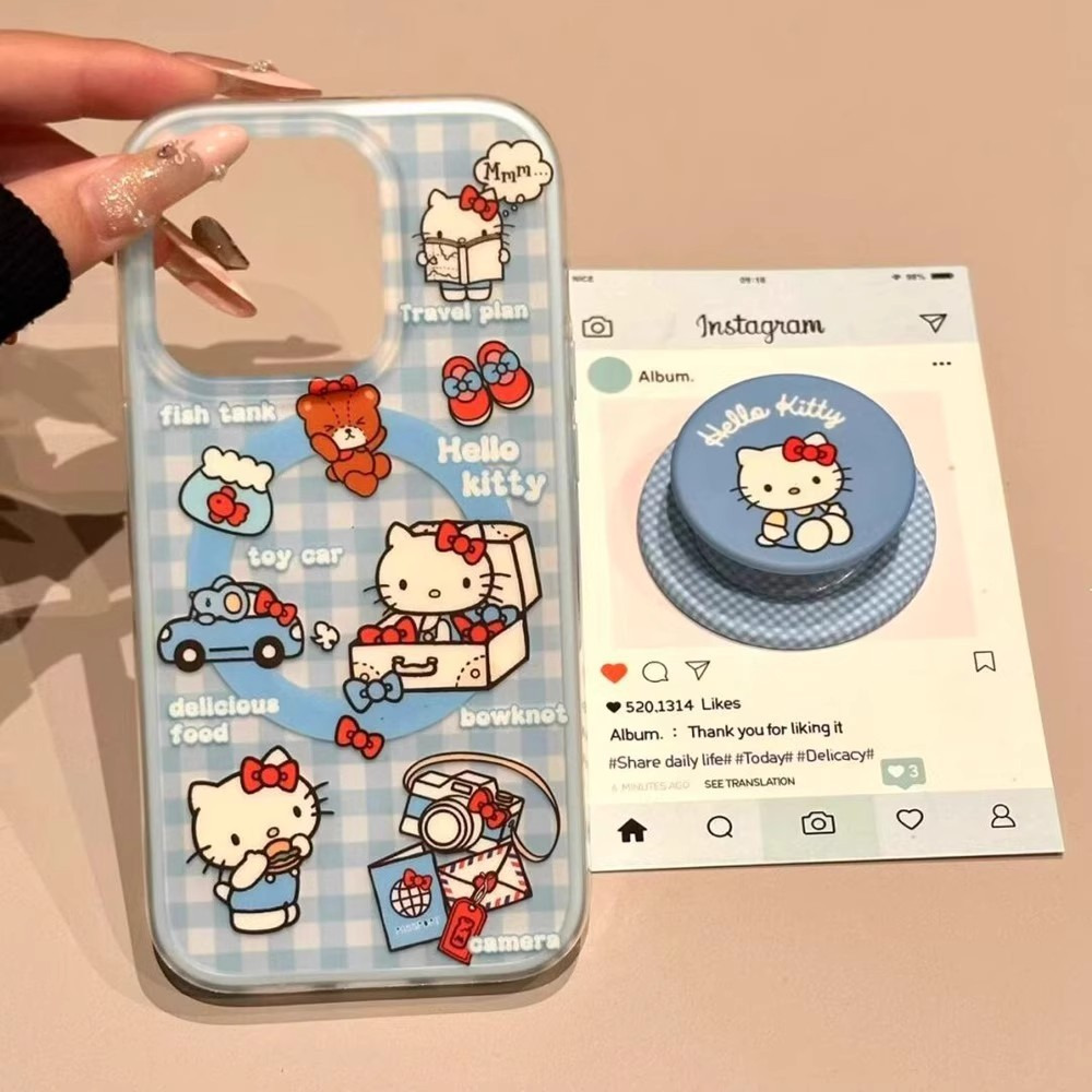 蓝格子凯蒂猫适用于苹果17PROMAX手机壳iPhone17防摔15轻奢14硬壳 商品详情图 1