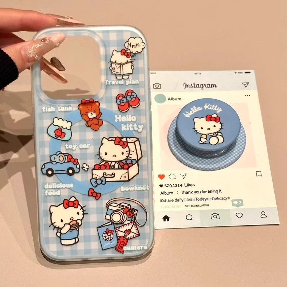 蓝格子凯蒂猫适用于苹果17PROMAX手机壳iPhone17防摔15轻奢14硬壳 商品主图