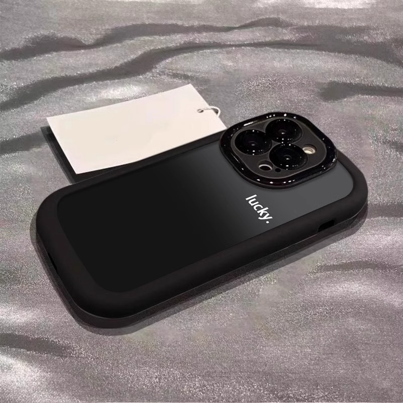 适用苹果17promax手机壳新款16彩绘iphone14pro简约渐变15泡芙13 黑色-泡芙壳-高级渐变lucky 颜色款式图 2