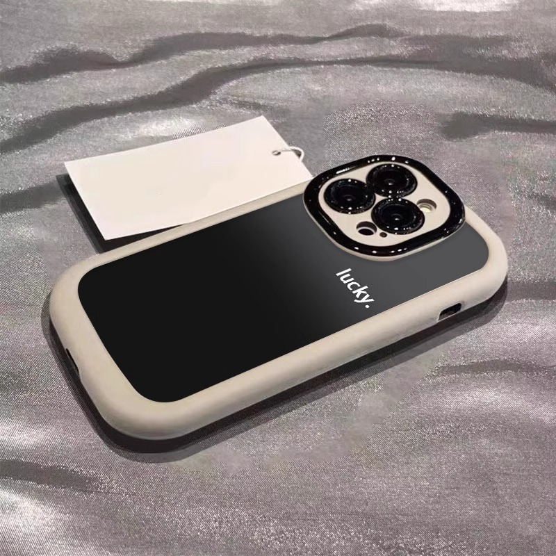 适用苹果17promax手机壳新款16彩绘iphone14pro简约渐变15泡芙13 白色-泡芙壳-高级渐变lucky 颜色款式图 3