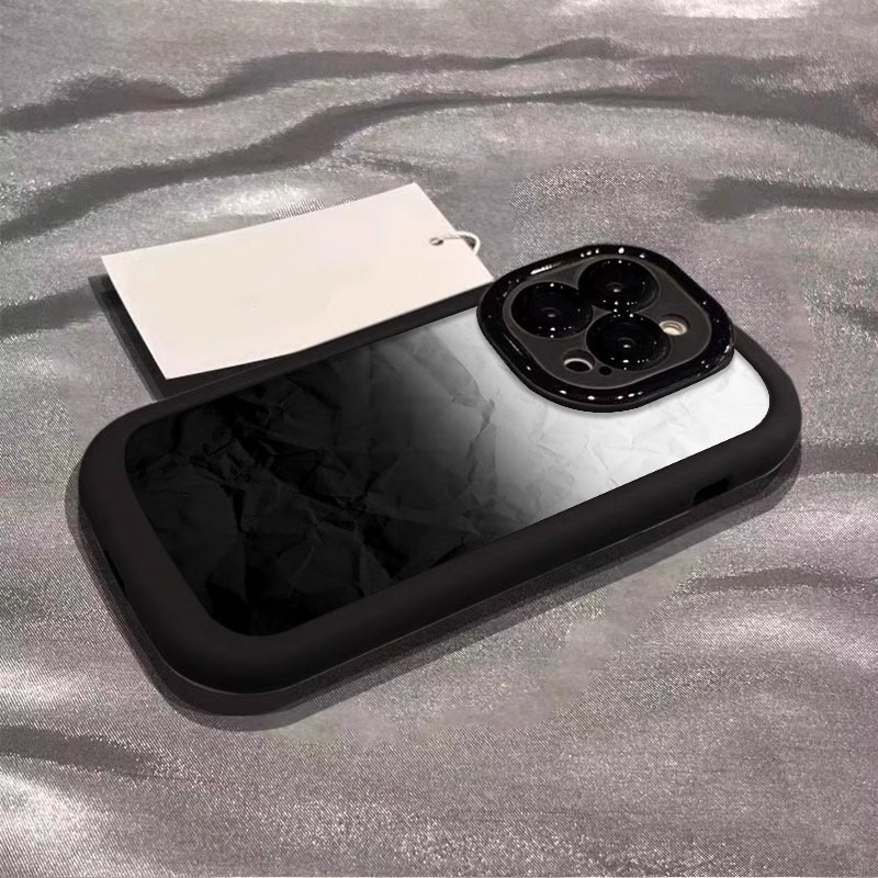 适用苹果17promax手机壳新款16彩绘iphone14pro简约渐变15泡芙13 黑色-泡芙壳-折痕渐变 颜色款式图 5