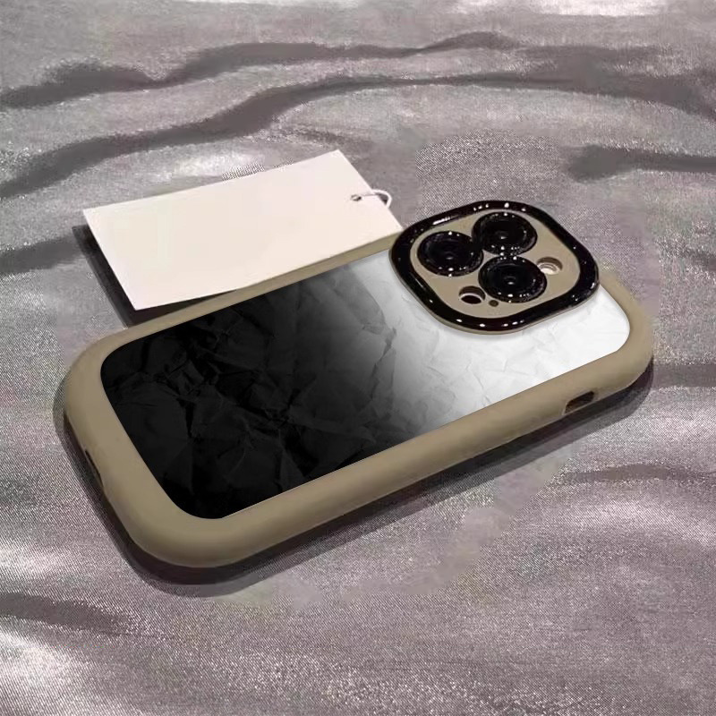 适用苹果17promax手机壳新款16彩绘iphone14pro简约渐变15泡芙13 奶茶灰-泡芙壳-折痕渐变 颜色款式图 7