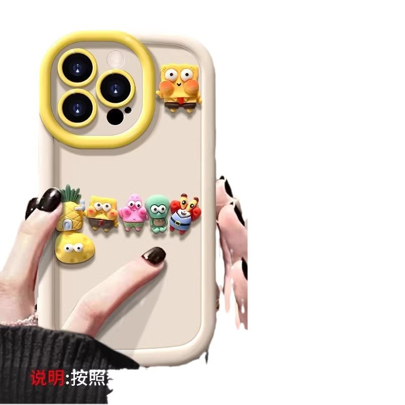 海绵宝宝公仔适用苹果17promax手机壳iPhone14plus肤感15、13mini 商品主图