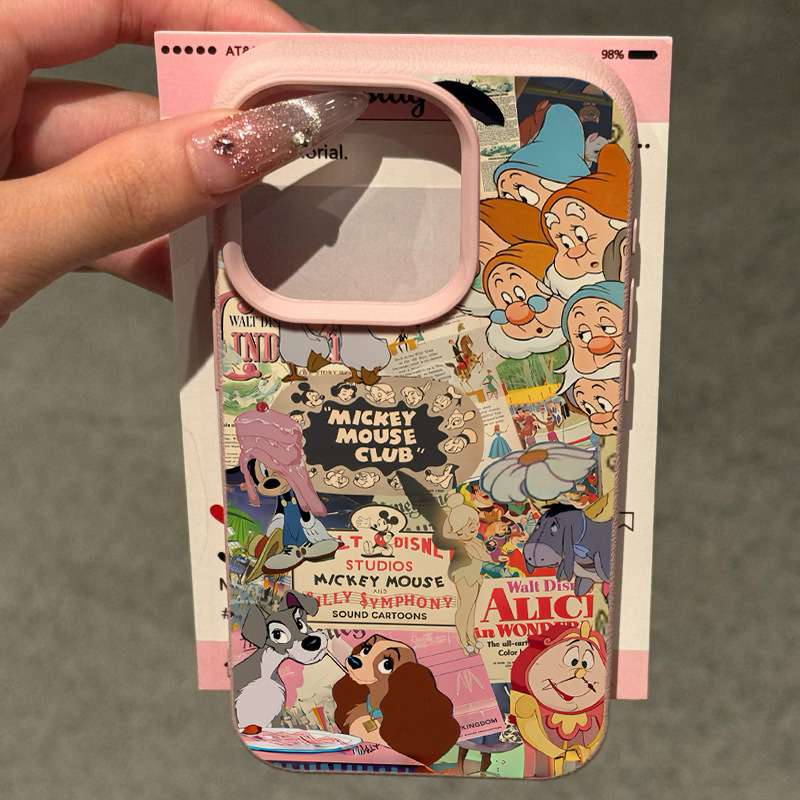 ins可爱动漫报纸适用苹果17promax手机壳iPhone16女新款14皮纹15 商品详情图 6