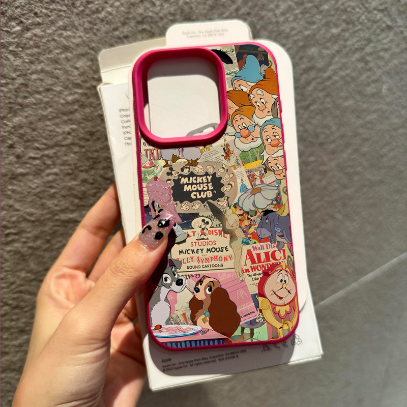 ins可爱动漫报纸适用苹果17promax手机壳iPhone16女新款14皮纹15 商品主图