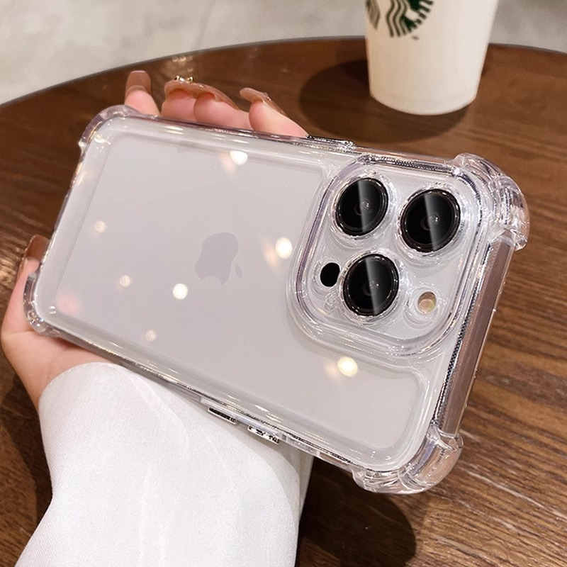 超强防摔王适用苹果16pro手机壳新款透明iphone17promax气囊防摔 电镀防摔镜头膜-【全透明-带镜头膜】气囊超强防摔 颜色款式图 6