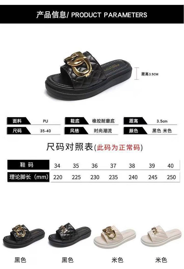 金扣拖鞋女外穿时尚宿舍居家用室内休闲厚底舒适防滑沙滩凉拖鞋夏 商品详情图 5