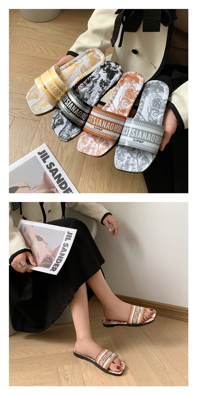 拖鞋女网红ins夏季时尚平底优雅甜美居家用浴室内防滑凉拖鞋外穿 商品详情图 5