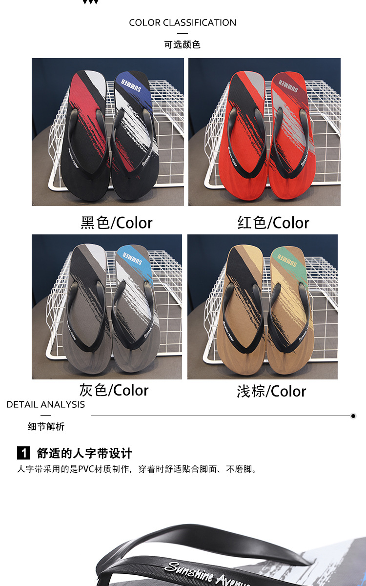 防滑简约学生沙滩凉鞋夏季新款拖鞋男外穿户外运动休闲男士人字拖 商品详情图 3